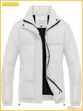 Women's Short Faux-Leather Puffer Jacket Fleece Lined Vegan Leather Winter Coat